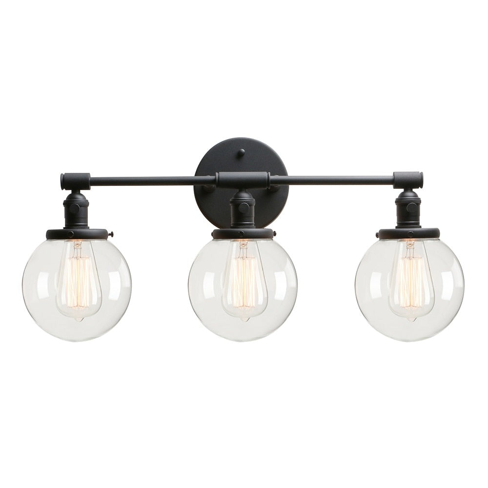 Aplique de pared de cristal con forma de globo y tres focos Deacon