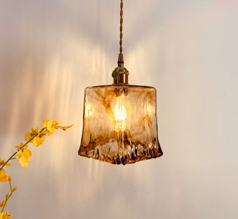 Retro brass farmhouse handblown pendant light fixtures