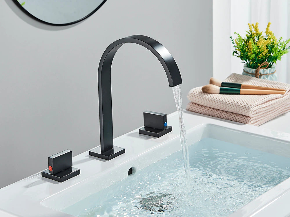 curved modern matte black gooseneck faucet