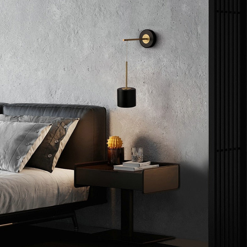 black and brass wall bedside wall lamp