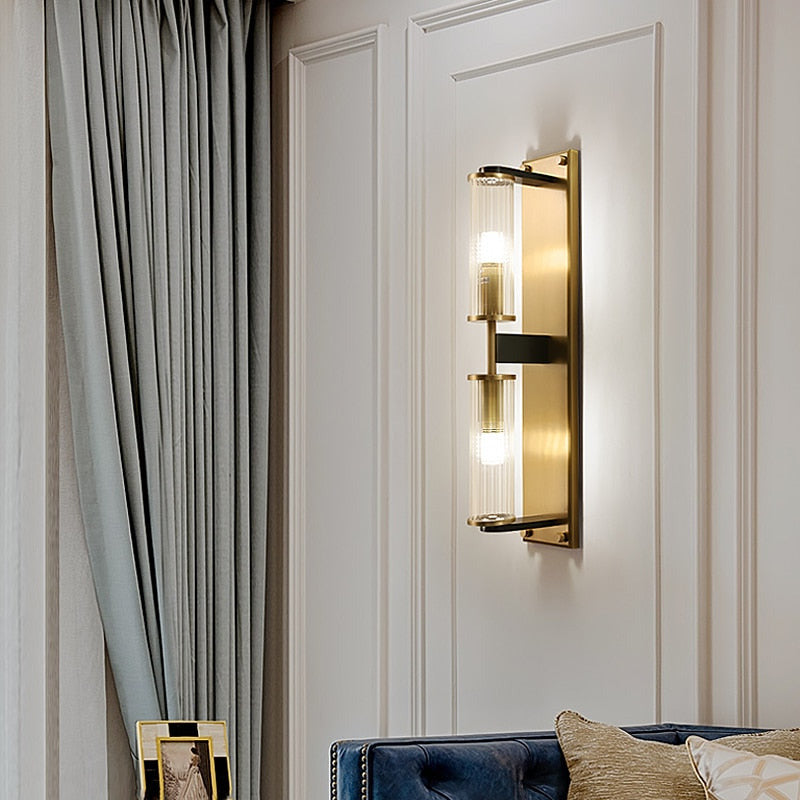 Tereza - Aplique de pared con columna de cobre y vidrio