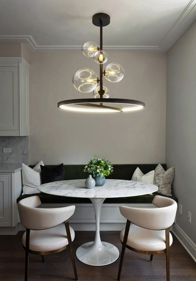 Modern black glass led chandelier