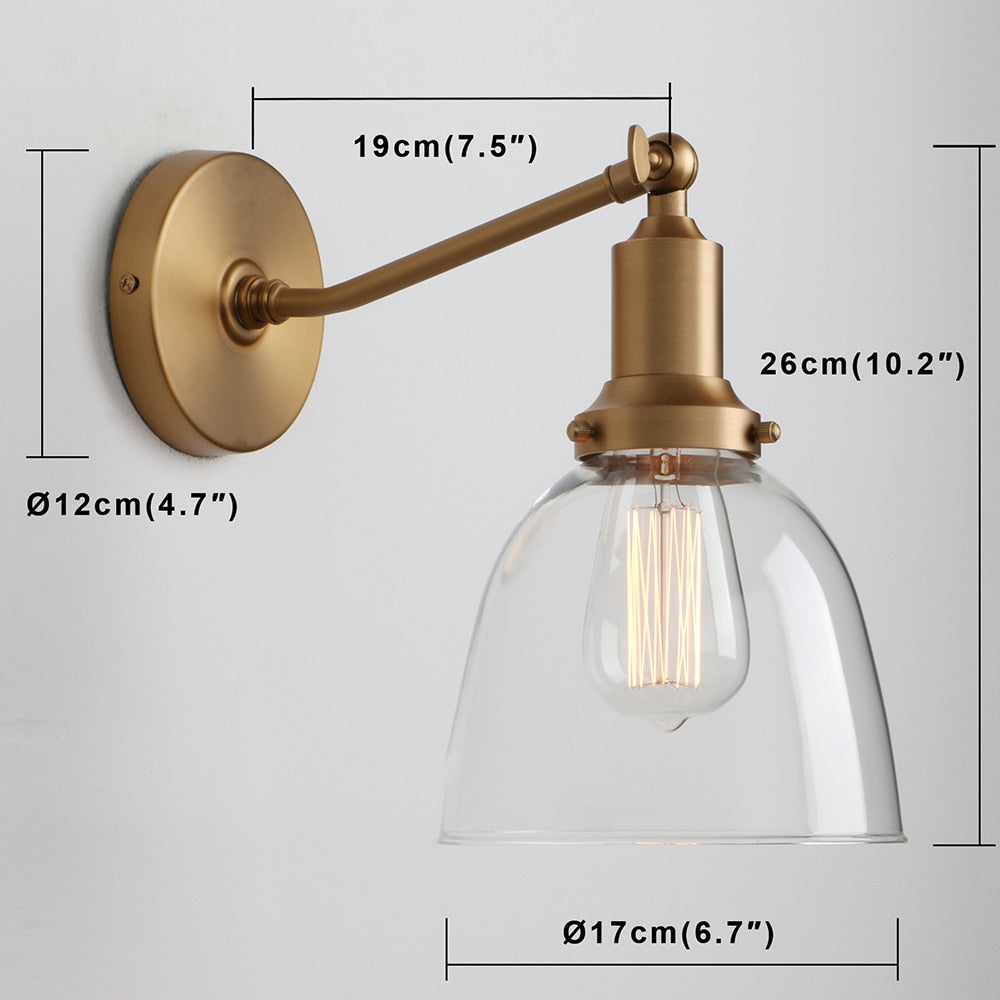 Lavelle - Aplique de pared con cúpula de cristal