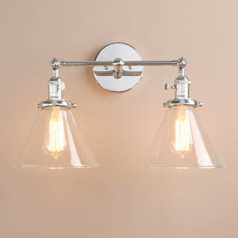 chrome rustic two bulb wall sconce