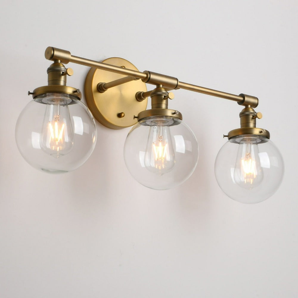 Aplique de pared de cristal con forma de globo y tres focos Deacon