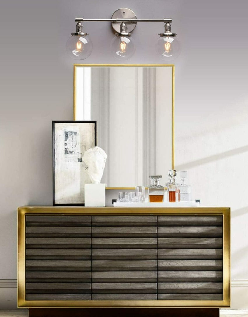 Aplique de pared de cristal con forma de globo y tres focos Deacon