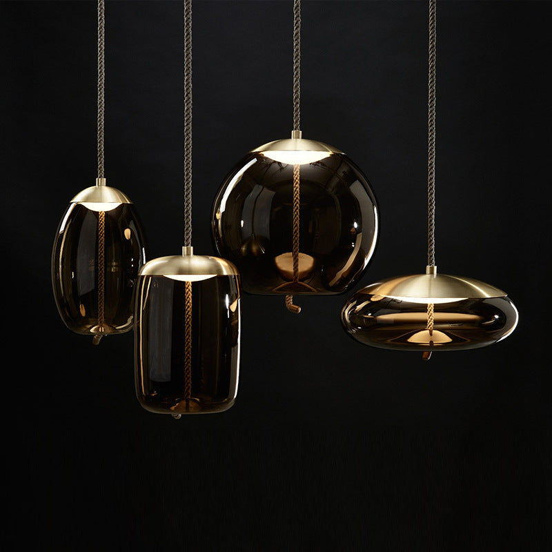 Amber glass modern pendant lights