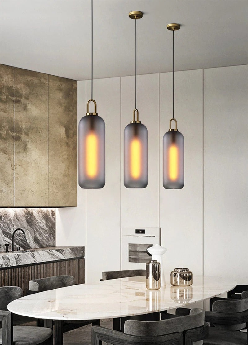 Frosted Cylindrical Glass Pendant Lights