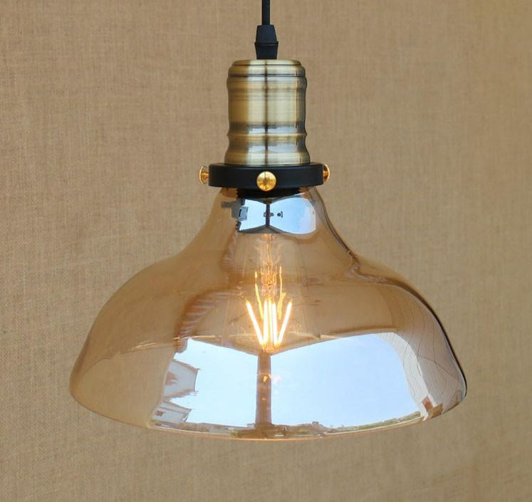 Amber Vintage Glass Pendant Light