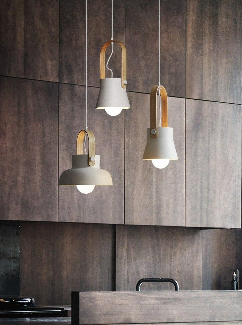 Colorful Nordic Wood Accent Pendant Lights
