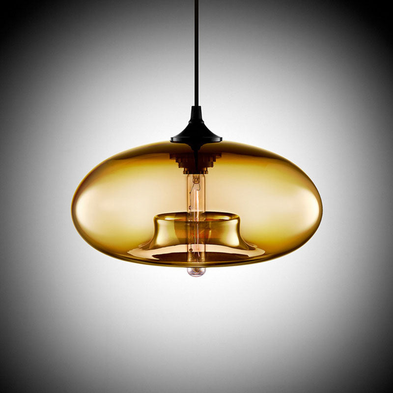 amber tinted glass modern pendant light