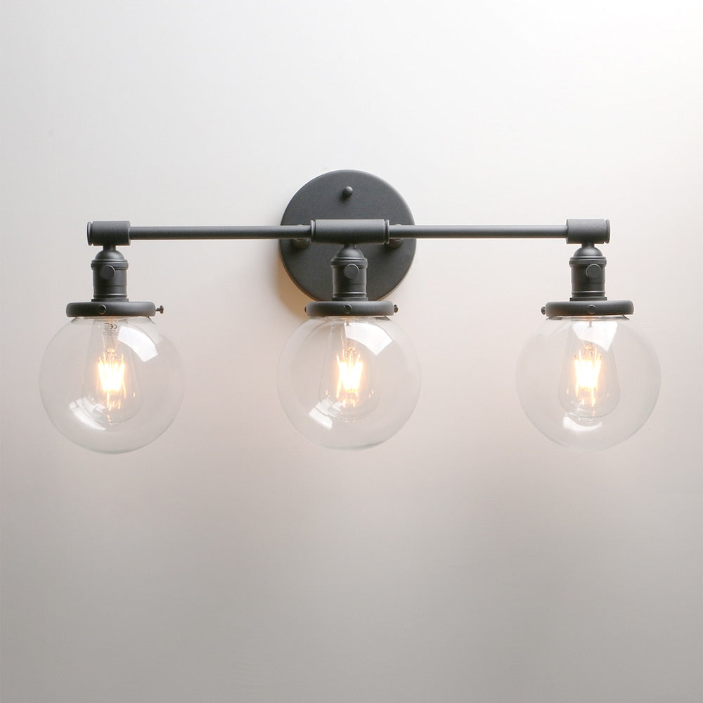 Aplique de pared de cristal con forma de globo y tres focos Deacon