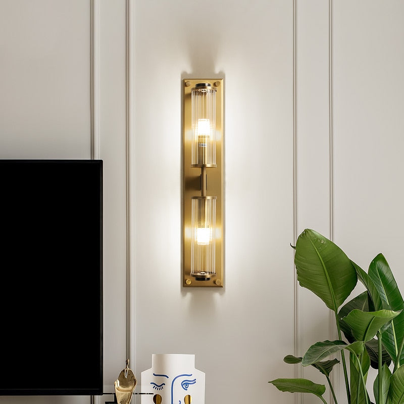 Tereza - Aplique de pared con columna de cobre y vidrio