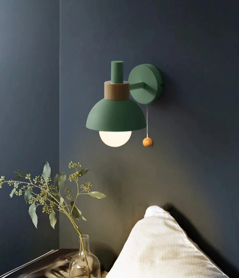 Applique murale nordique colorée avec interrupteur à tirette