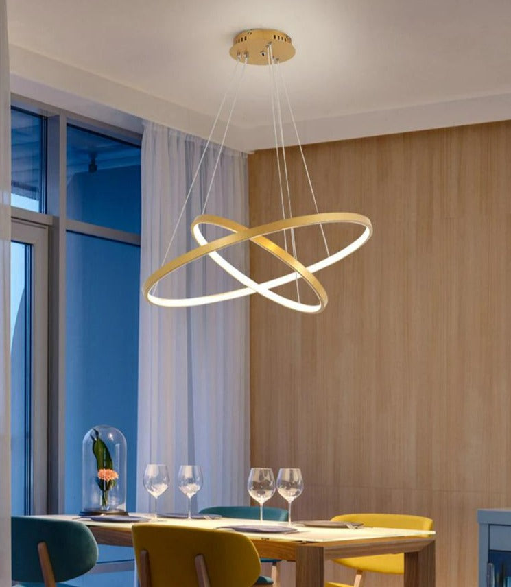 Two ring gold modern ring chandelier