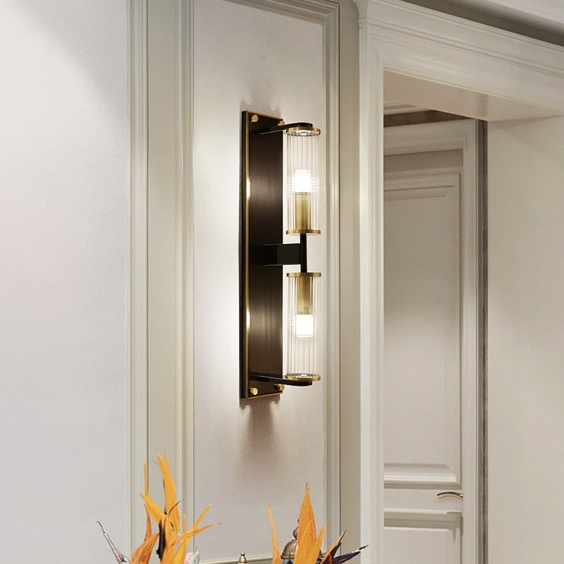 Tereza - Aplique de pared con columna de cobre y vidrio
