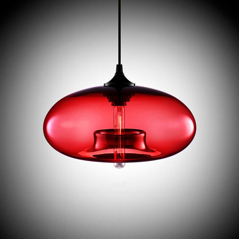 red tinted glass modern pendant lights