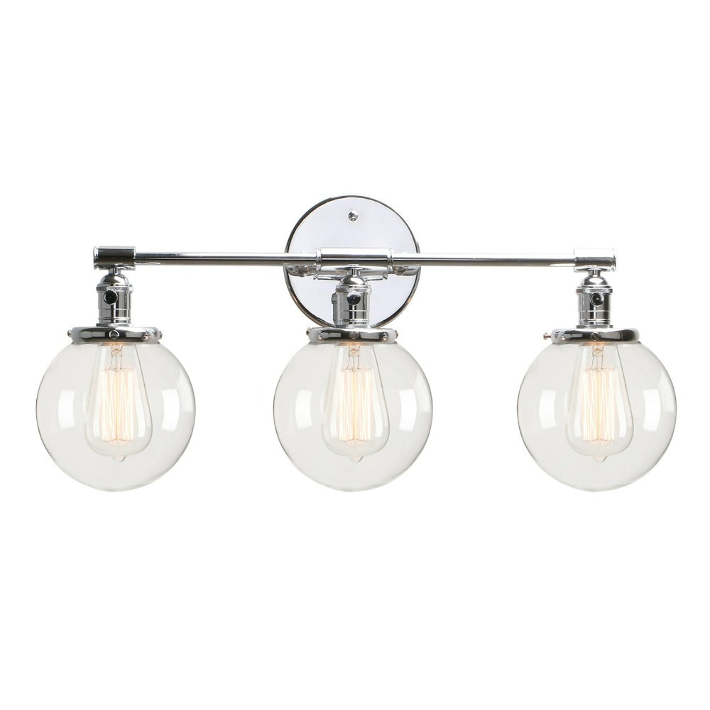 Aplique de pared de cristal con forma de globo y tres focos Deacon
