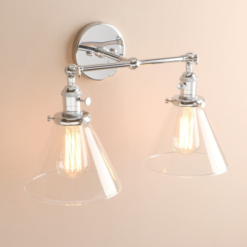 farmhouse vintage chrome two bulb wall lamp
