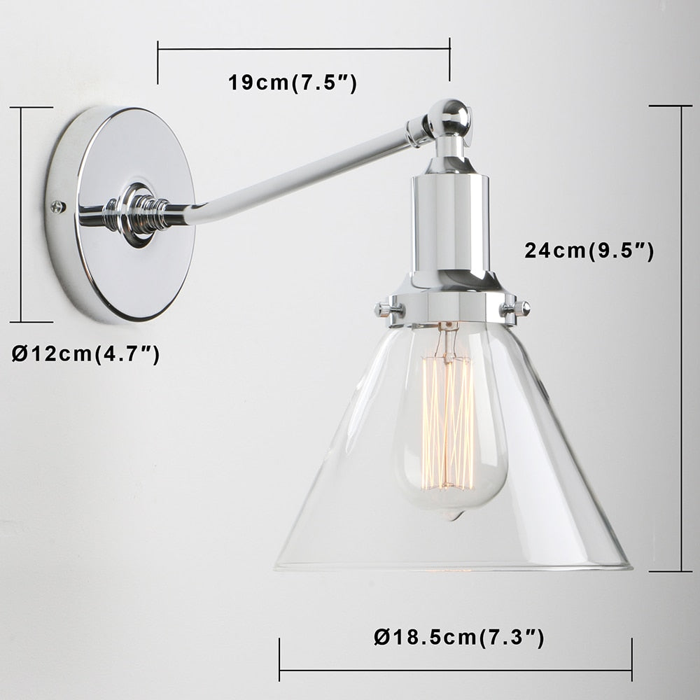 Parisa glass wall sconce dimensions for chrome finish