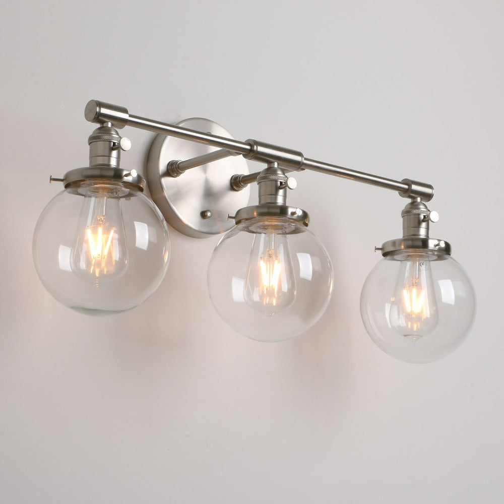 Aplique de pared de cristal con forma de globo y tres focos Deacon