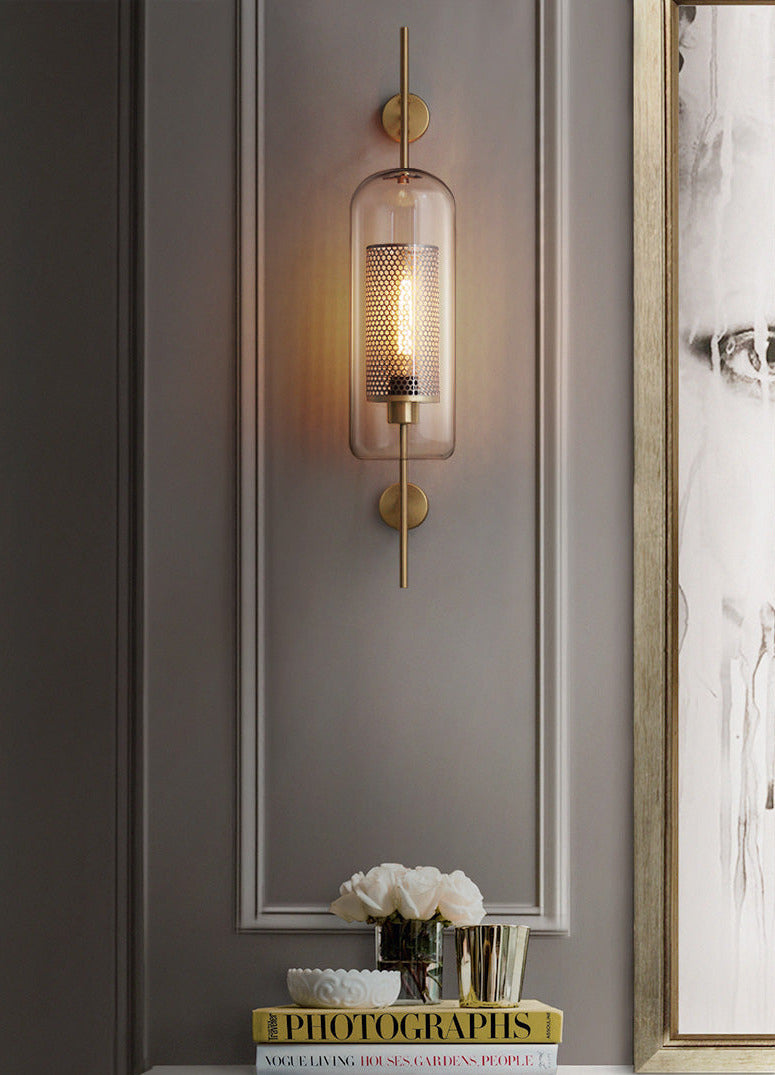 modern brass honeycomb wall sconce