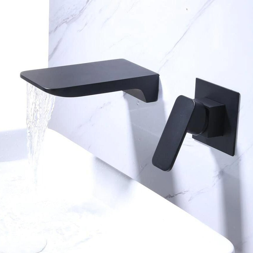 Black Modern Wall Mounted Faucet for Bathrooms