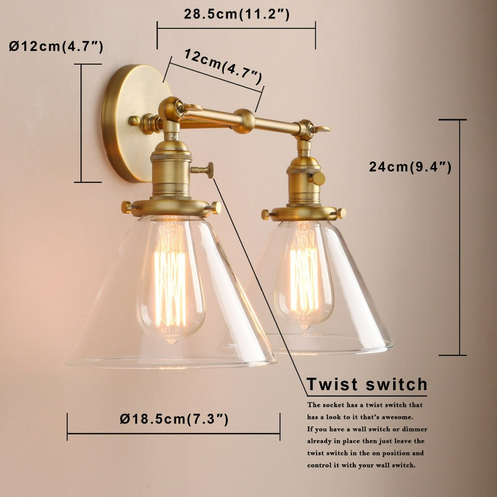 Finley two bulb wall sconce dimensions