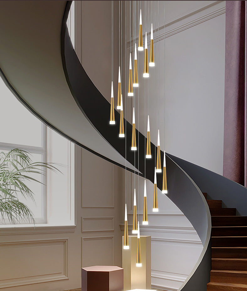 candle shaped modern gold stairway chandelier