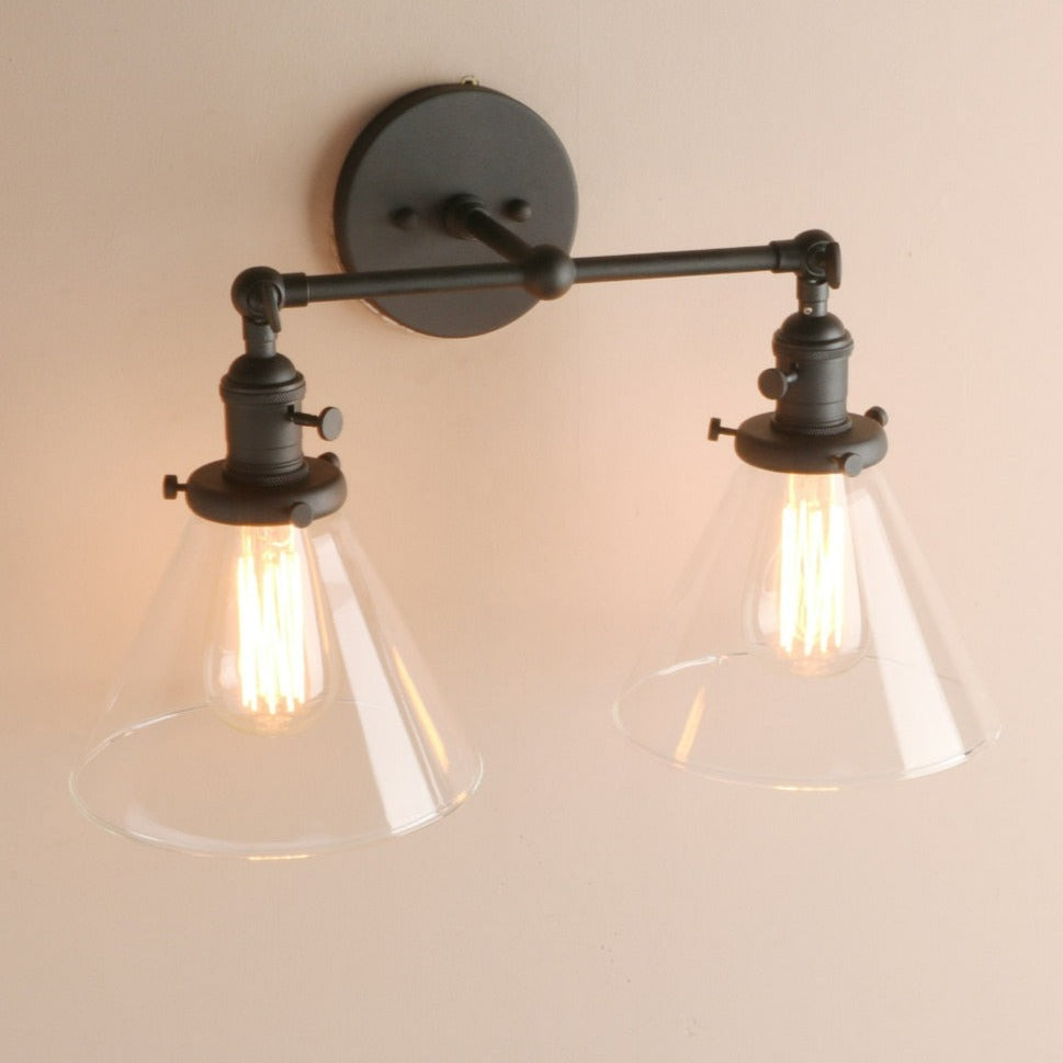 Aplique de pared vintage Franklin de dos focos
