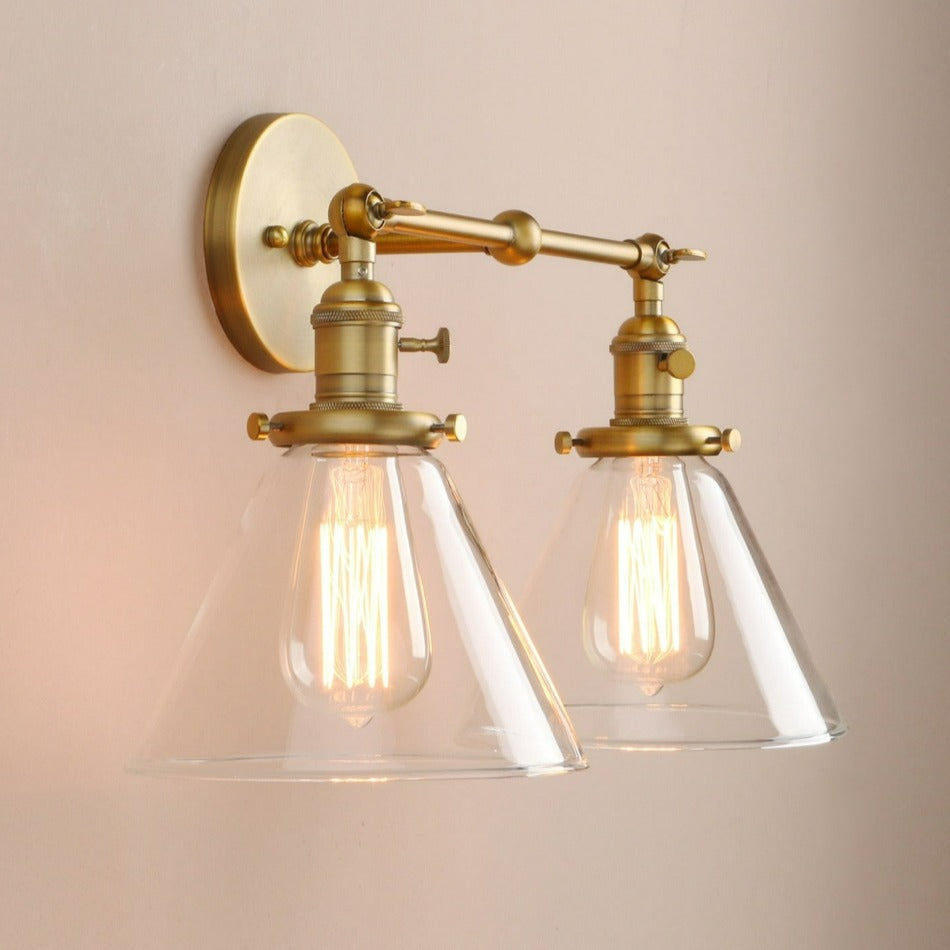 dial switch vanity two bulb wall lamp