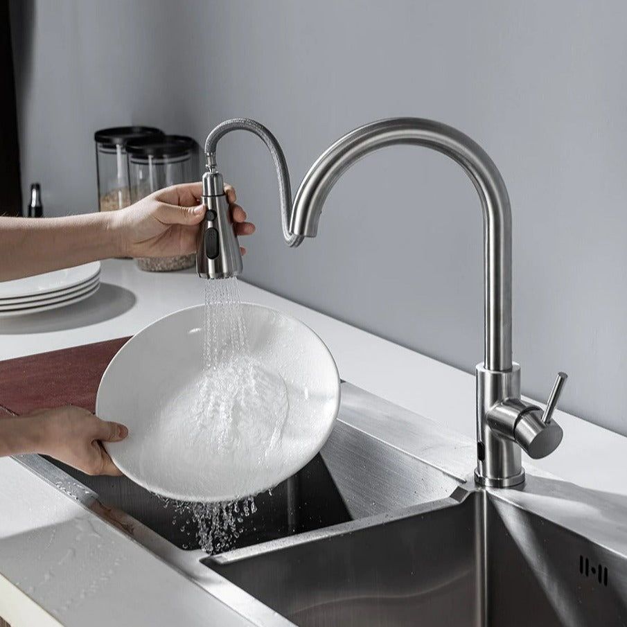 Brushed Nickel Sensor Kitchen Faucet