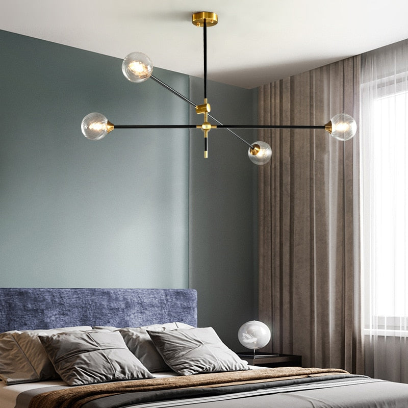 master bedroom modern four bulb amber glass light fixture