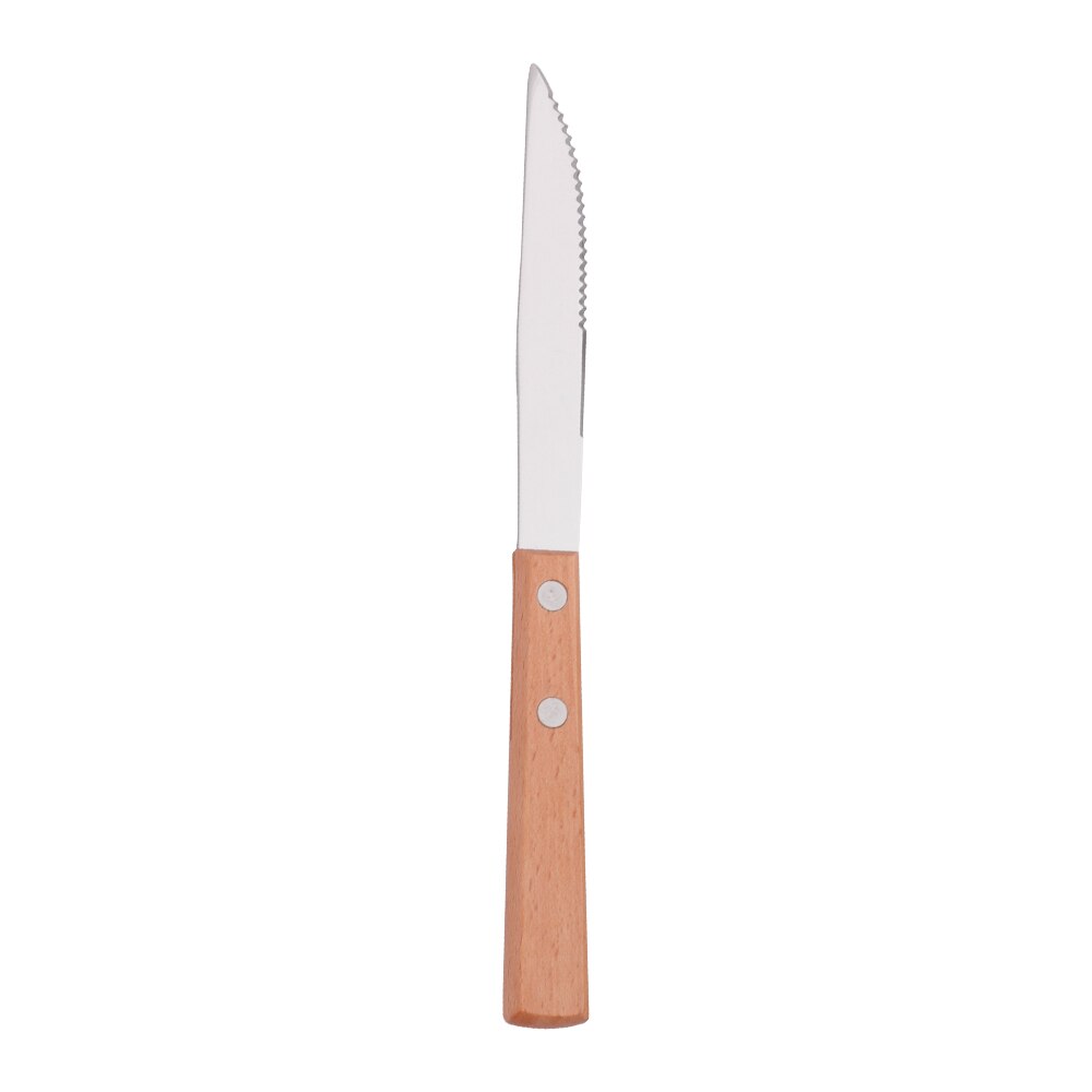 Ensemble d'argenterie en acier inoxydable avec manche en bois rustique