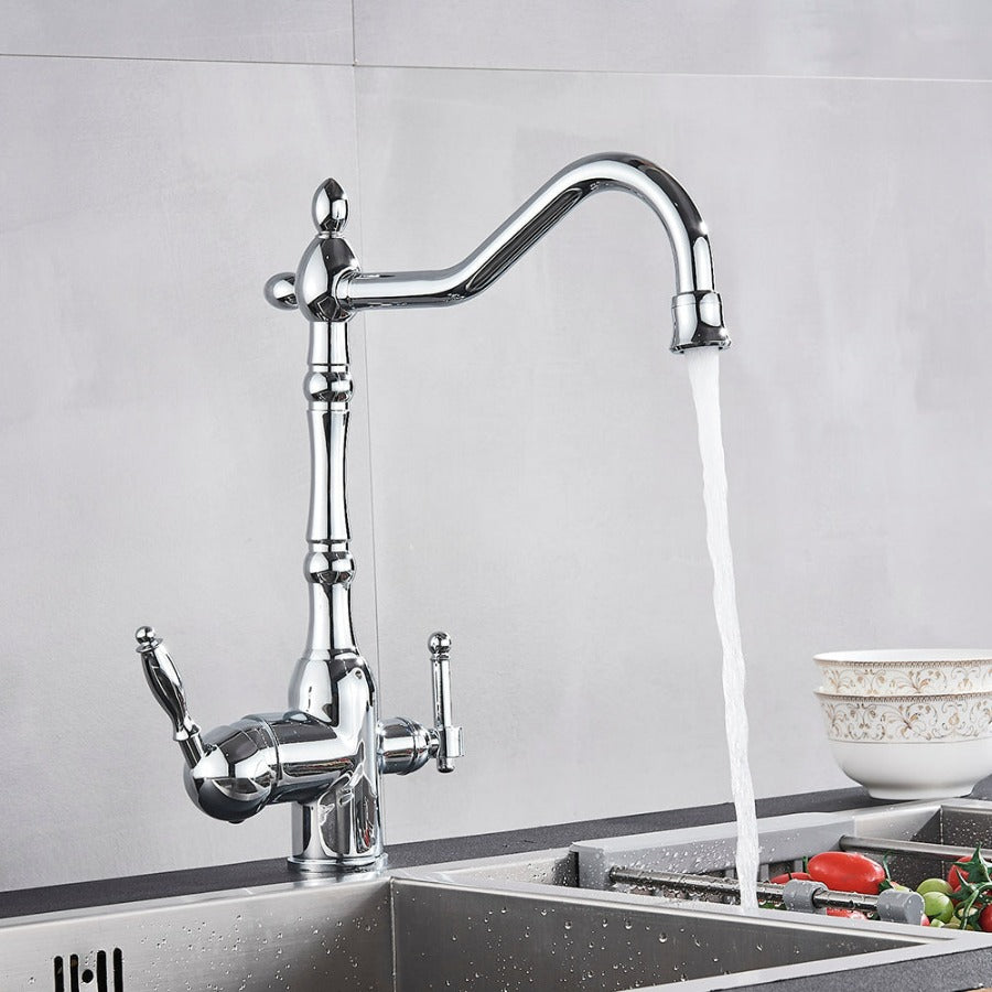 Dual Handle chroem kitchen faucet for modern kitchen decor