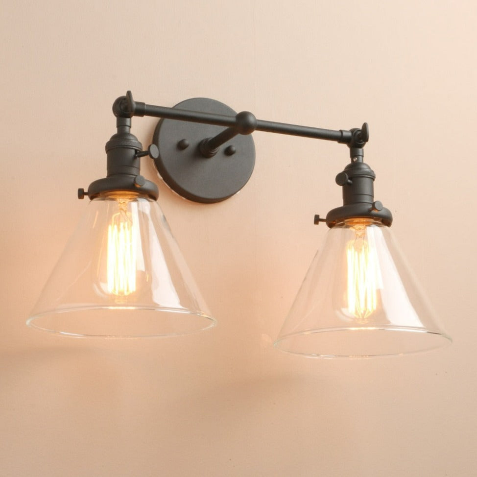 rustic vintage wall lamp with two bulbs