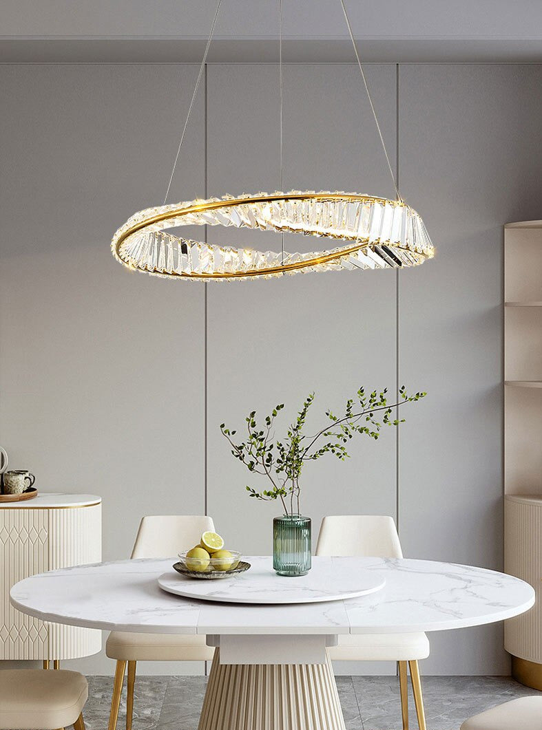 modern dining room glass crystal ring chandelier