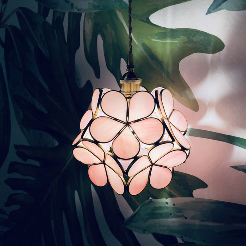 Contemporary Rose Gold Glass Flower Pendant Lights