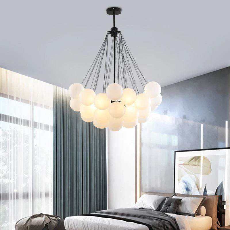 Master bedroom frosted glass chandelier