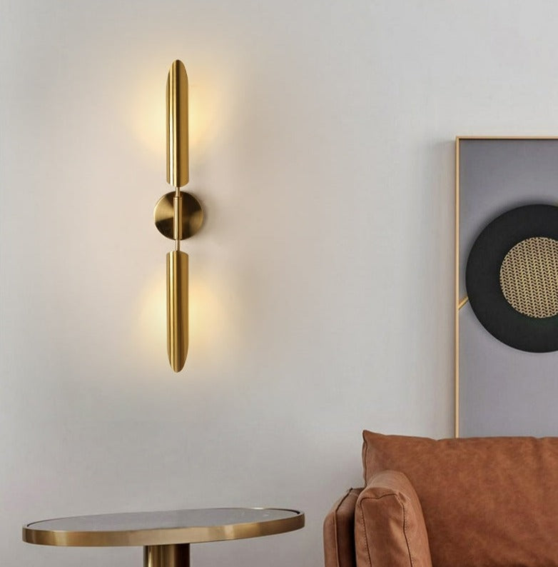 brass two bulb modern wall light