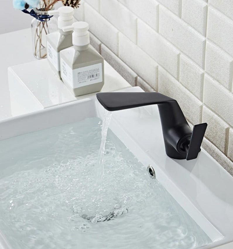 Matte Black Modern Geometric Bathroom Faucet