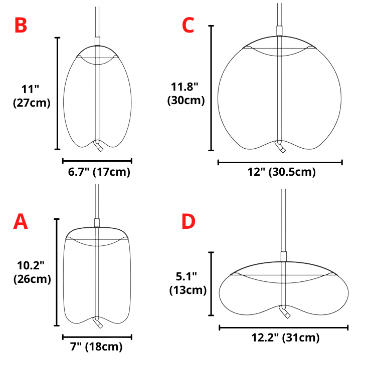 Nordic Rope and glass pendant lights dimensions