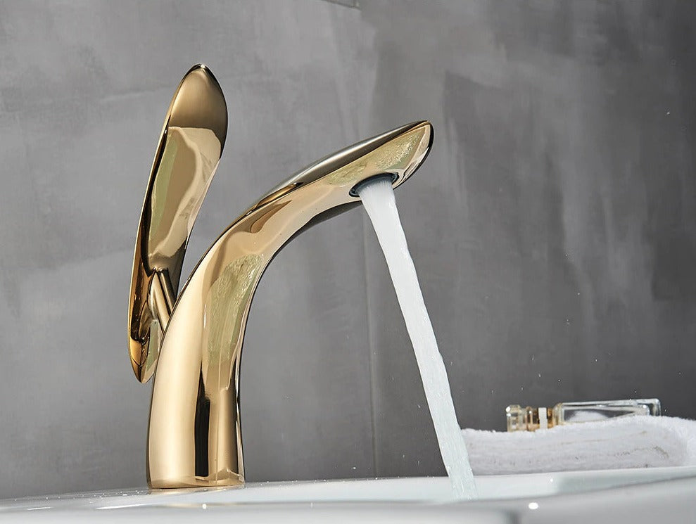 Modern Curved Gold Bathroom Faucet