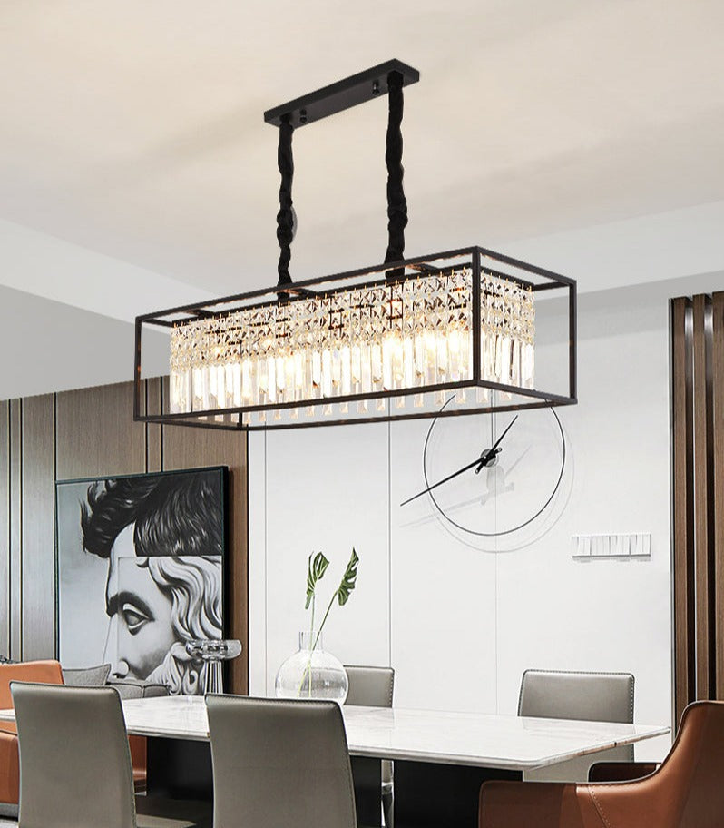 black frame glass chandelier for dining room