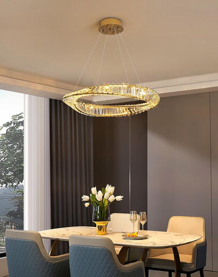 Lustre design en cristal de verre spiralé