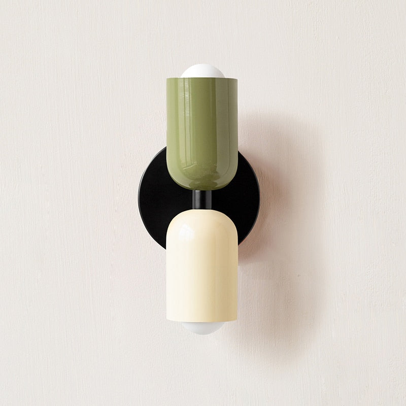 Colorful Minimalist Two-Bulb Wall Sconce