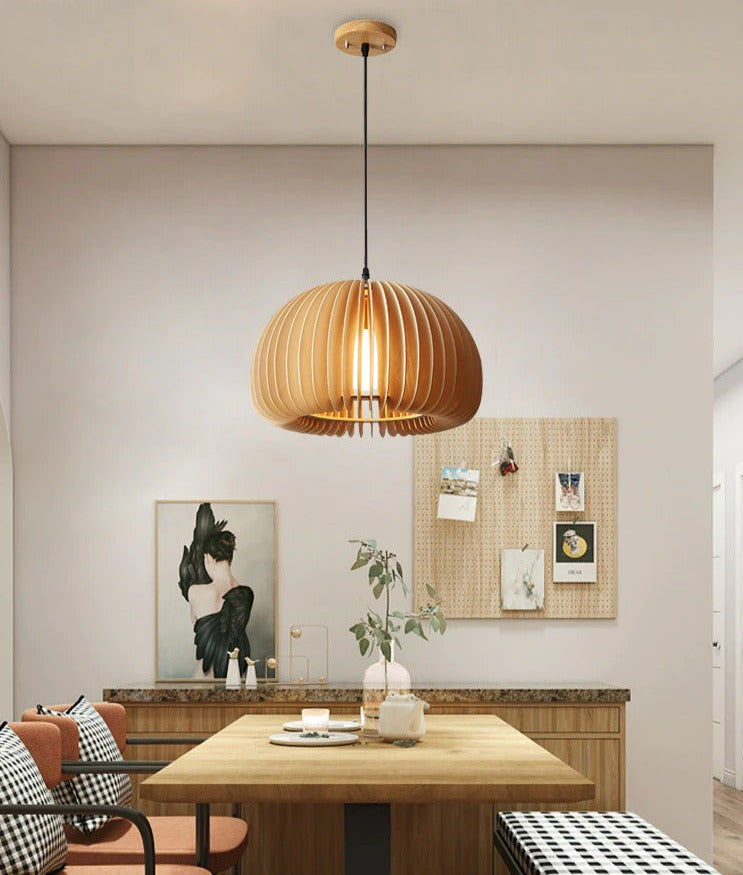 natural wood modern dining pendant light