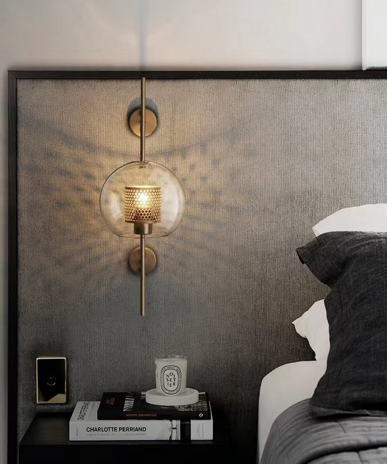Adriel - Modern Honeycomb Brass & Glass Wall Sconce