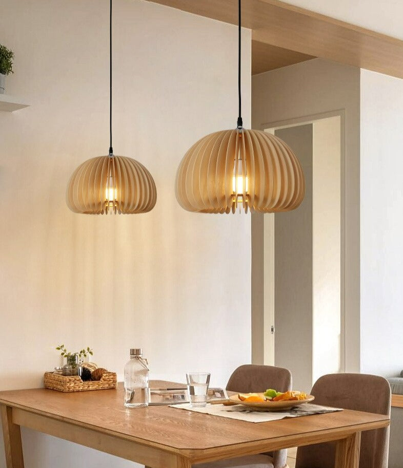 Lámpara colgante de madera japonesa hecha a mano