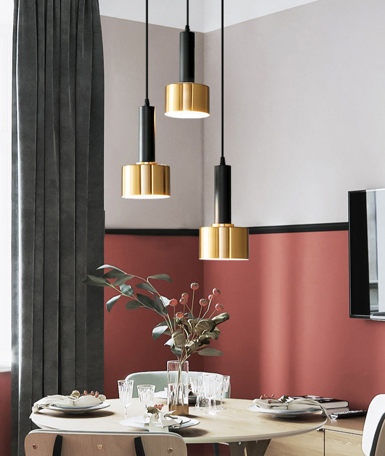 black and gold circular canopy modern pendant light fixture